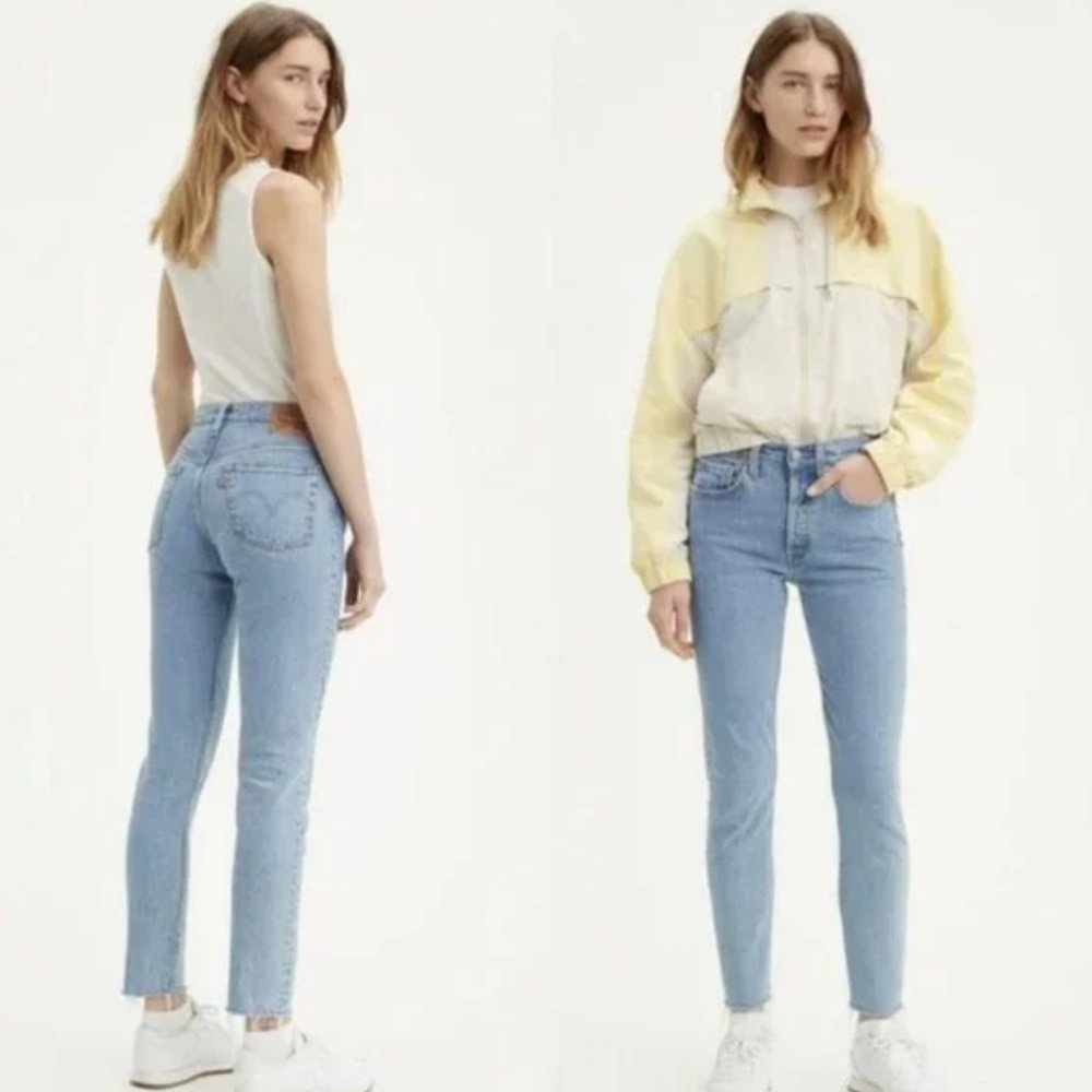 Levi's 501 Skinny Jeans Button Fly Raw Hem Medium Wash